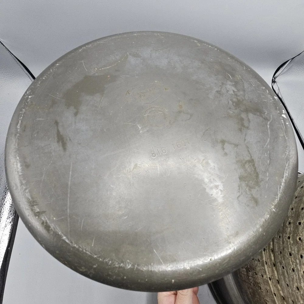 Vintage Commercial Aluminum 16 Qt Stock Pot, Steamer Insert, Lid Toledo, Ohio
